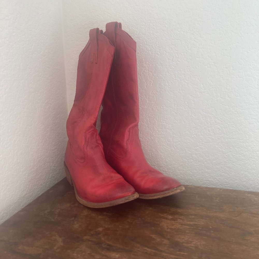 Frye Red Heeled Boots